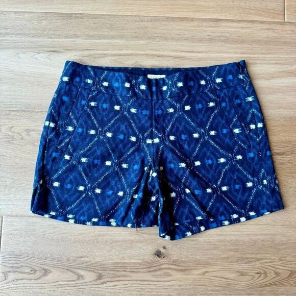 J. Crew Batik Basketweave Ikat Print Chino Shorts Size 4 Navy Blue White - Picture 5 of 7
